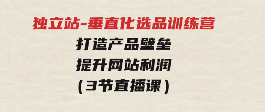 独立站-垂直化选品训练营，打造产品壁垒，提升网站利润（3节直播课）-十一网创