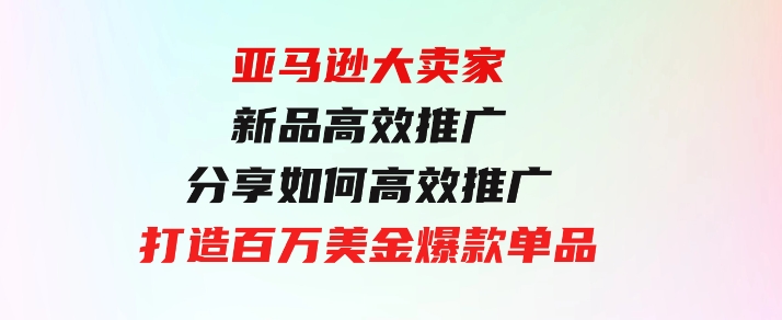 亚马逊大卖家-新品高效推广，分享如何高效推广，打造百万美金爆款单品-十一网创