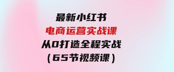 最新小红书·电商运营实战课，从0打造全程实战（65节视频课）-十一网创