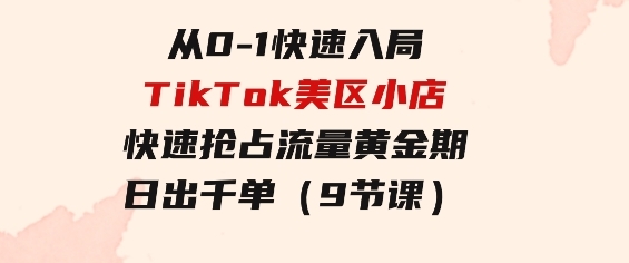 从0-1快速入局TikTok美区小店，快速抢占流量黄金期，日出千单（9节课）-十一网创