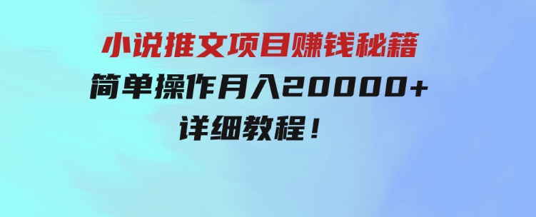 简单操作，月入20000+，详细教程！小说推文项目赚钱秘籍！-十一网创