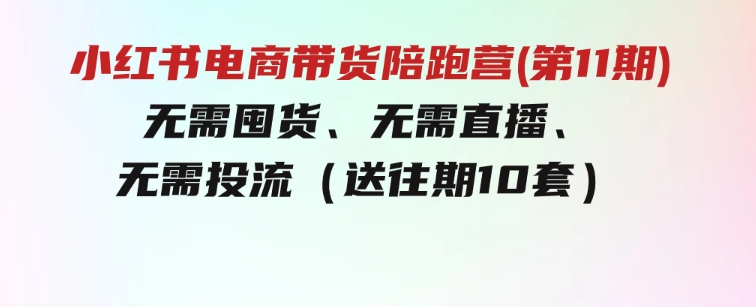 小红书电商带货陪跑营(第11期)无需囤货、无需直播、无需投流（送往期10套）-十一网创