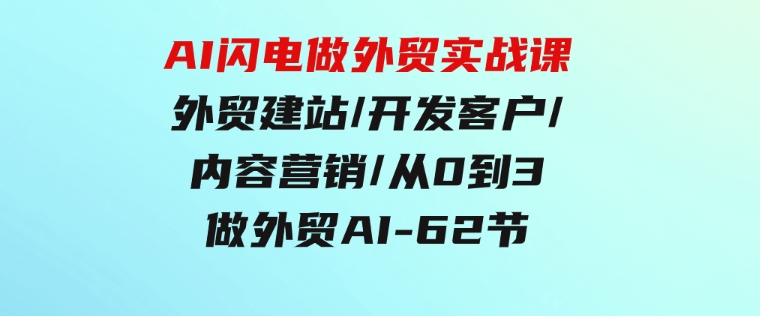 AI闪电做外贸实战课，外贸建站/开发客户/内容营销/从0到3做外贸AI-62节-十一网创