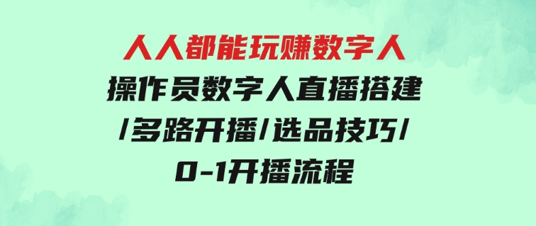 人人都能玩赚数字人操作员数字人直播搭建/多路开播/选品技巧/0-1开播流程-十一网创