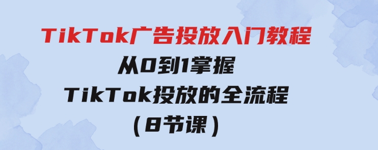 TikTok广告投放入门教程，从0到1掌握TikTok投放的全流程（8节课）-十一网创