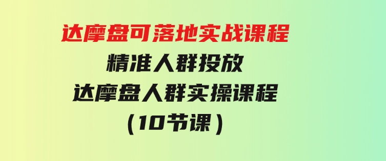 达摩盘可落地实战课程，精准人群投放，达摩盘人群实操课程（10节课）-十一网创