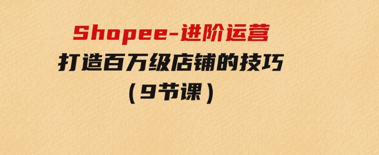 Shopee-进阶运营：打造百万级店铺的技巧（9节课）-十一网创