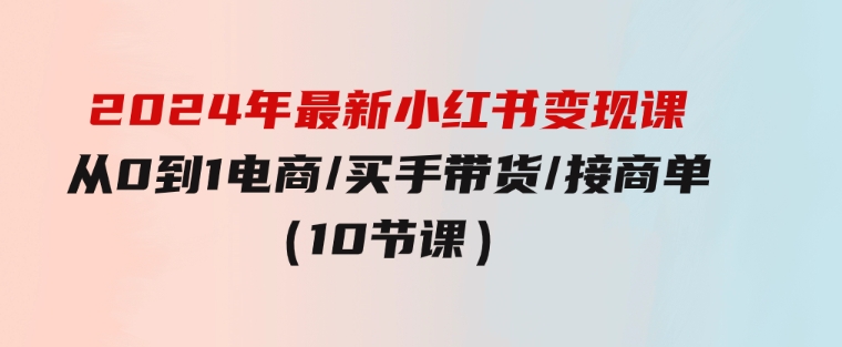 2024年最新小红书变现课，从0到1电商/买手带货/接商单（10节课）-十一网创