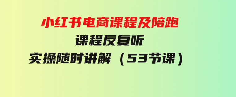 小红书电商课程及陪跑课程反复听实操随时讲解（53节课）-十一网创