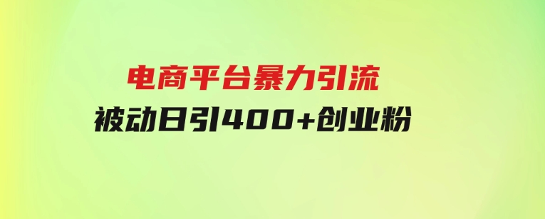 电商平台暴力引流,被动日引400+创业粉不发作品，不截流，不发私信-十一网创