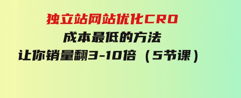 独立站网站优化CRO，成本最低的方法，让你销量翻3-10倍（5节课）-十一网创