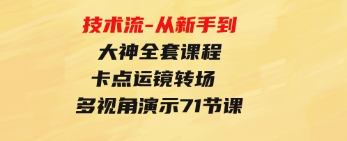 技术流-从新手到大神全套课程，卡点运镜转场多视角演示通俗易懂-71节课-十一网创