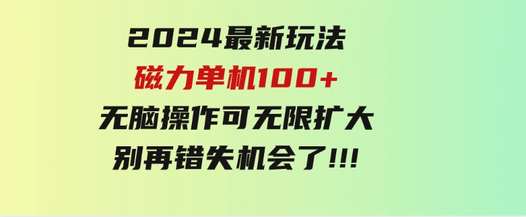 2024最新玩法，磁力单机100+，无脑操作，可无限扩大。别再错失机会了!!!-十一网创