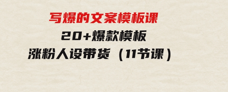 写爆的文案模板课，20+爆款模板涨粉人设带货（11节课）-十一网创