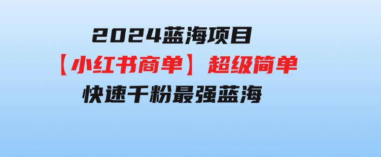 2024蓝海项目【小红书商单】超级简单，快速千粉，最强蓝海，百分百赚钱-十一网创