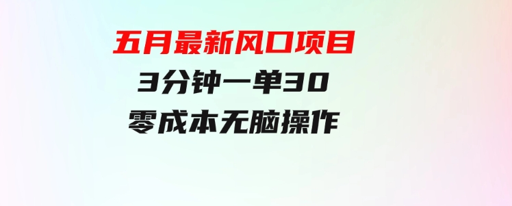 五月最新风口项目，3分钟一单30，零成本，无脑操作-十一网创