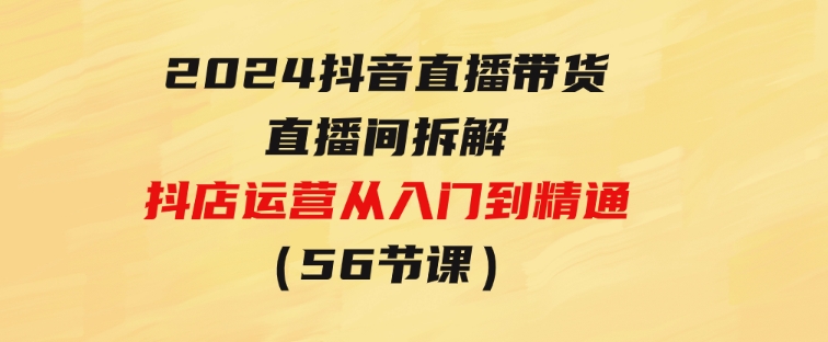 2024抖音直播带货-直播间拆解：抖店运营从入门到精通（56节课）-十一网创