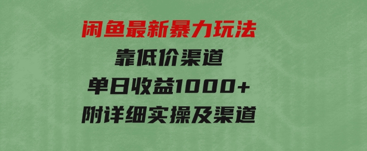 闲鱼最新暴力玩法，靠低价渠道单日收益1000+，附详细实操及渠道-十一网创