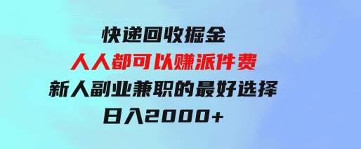 快递回收掘金，人人都可以赚派件费，新人副业兼职的最好选择，日入2000+-十一网创