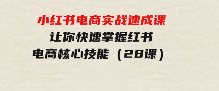 小红书电商实战速成课，让你快速掌握红书电商核心技能（28课）-十一网创