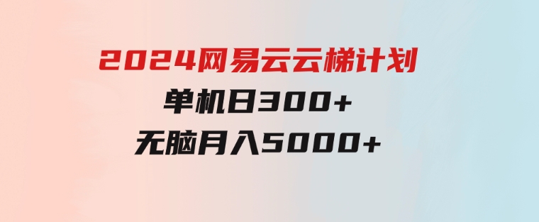 2024网易云云梯计划单机日300+无脑月入5000+-十一网创