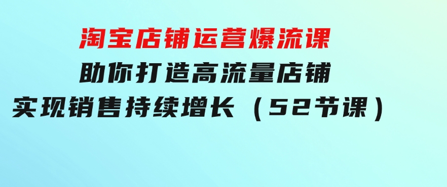 淘宝店铺运营爆流课：助你打造高流量店铺，实现销售持续增长（52节课）-十一网创