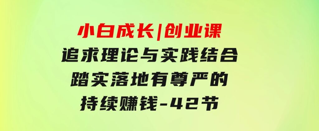 小白成长|创业课：追求理论与实践结合，踏实落地，有尊严的持续赚钱-42节-十一网创