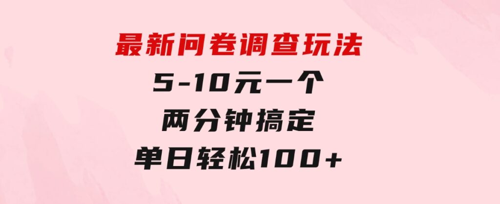 最新问卷调查玩法，5-10元一个，两分钟搞定，单日轻松100+-十一网创