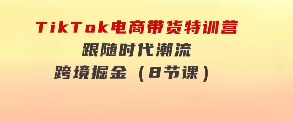 TikTok电商带货特训营，跟随时代潮流，跨境掘金（8节课）-十一网创