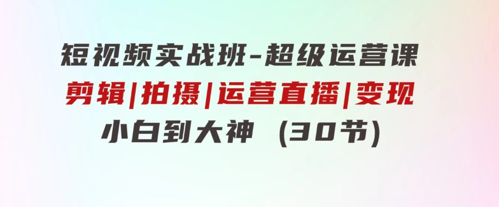 短视频实战班-超级运营课，|剪辑|拍摄|运营|直播|变现小白到大神(30节)-十一网创