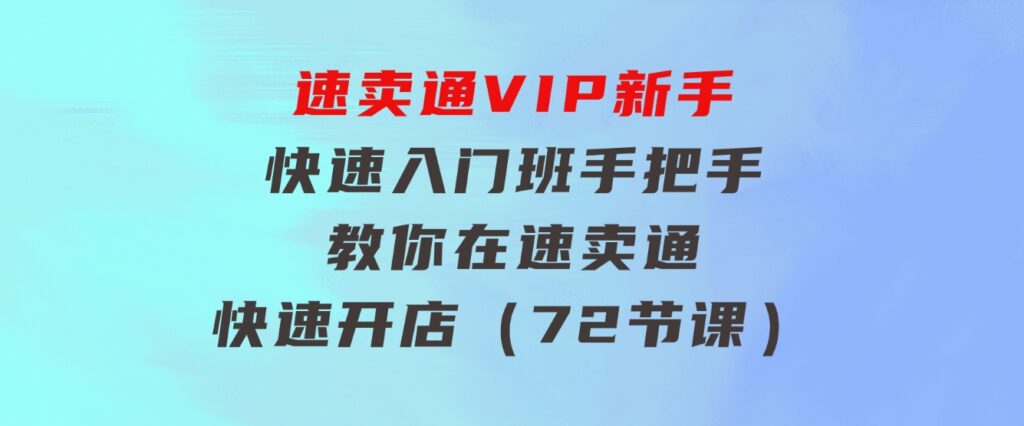 速卖通-VIP新手快速入门班，手把手教你在速卖通快速开店（72节课）-十一网创