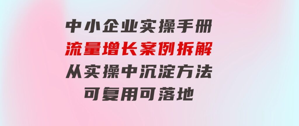 中小企业实操手册-流量增长案例拆解，从实操中沉淀方法，可复用可落地-十一网创