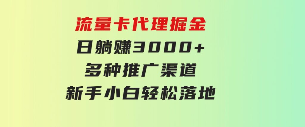 流量卡代理掘金日躺赚3000+多种推广渠道新手小白轻松落地-十一网创