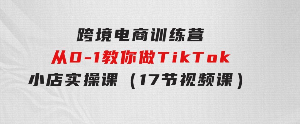 跨境电商训练营：从0-1教你做TikTok小店实操课（17节视频课）-十一网创