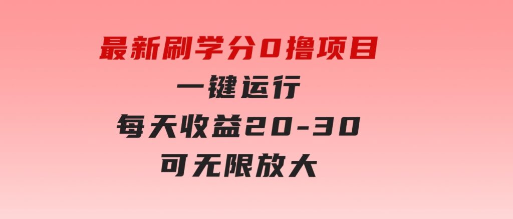 最新刷学分0撸项目，一键运行，每天单机收益20-30，可无限放大-十一网创