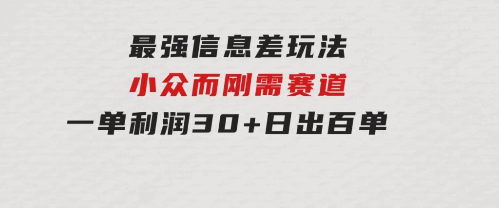 最强信息差玩法小众而刚需赛道一单利润30+日出百单做就100%挣钱-十一网创