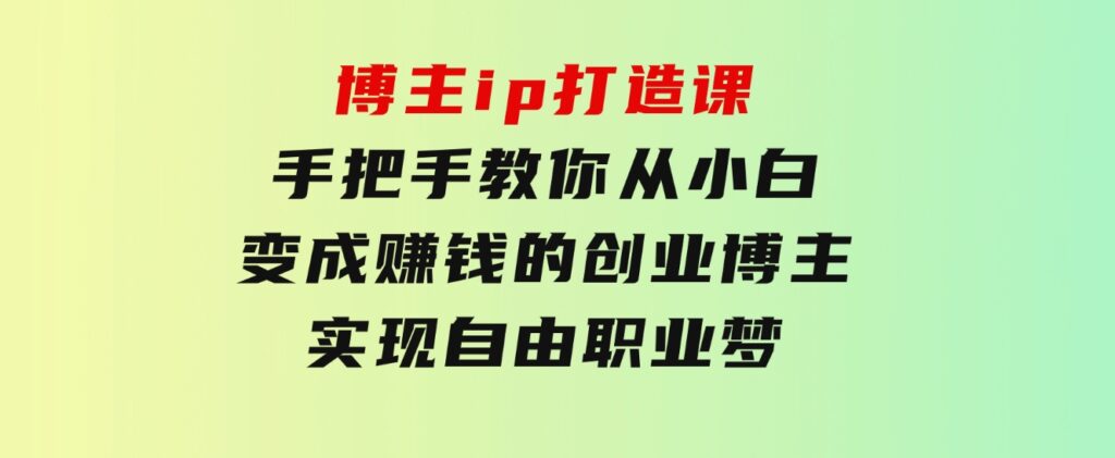 博主ip打造课：手把手教你从小白变成赚钱的创业博主，实现自由职业梦-十一网创