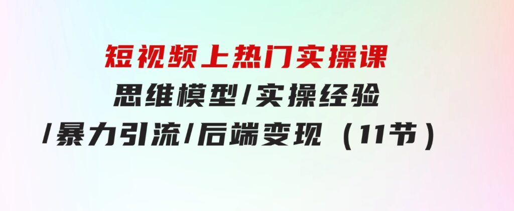 短视频上热门实操课，思维模型/实操经验/暴力引流/后端变现（11节）-十一网创