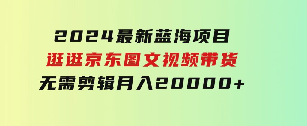 2024最新蓝海项目，逛逛京东图文视频带货，无需剪辑，月入20000+-十一网创