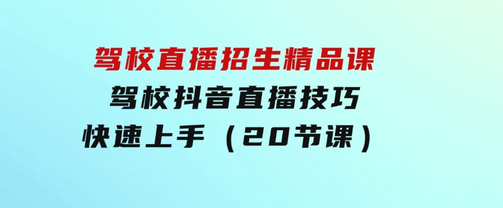 驾校直播招生精品课驾校抖音直播技巧快速上手（20节课）-十一网创