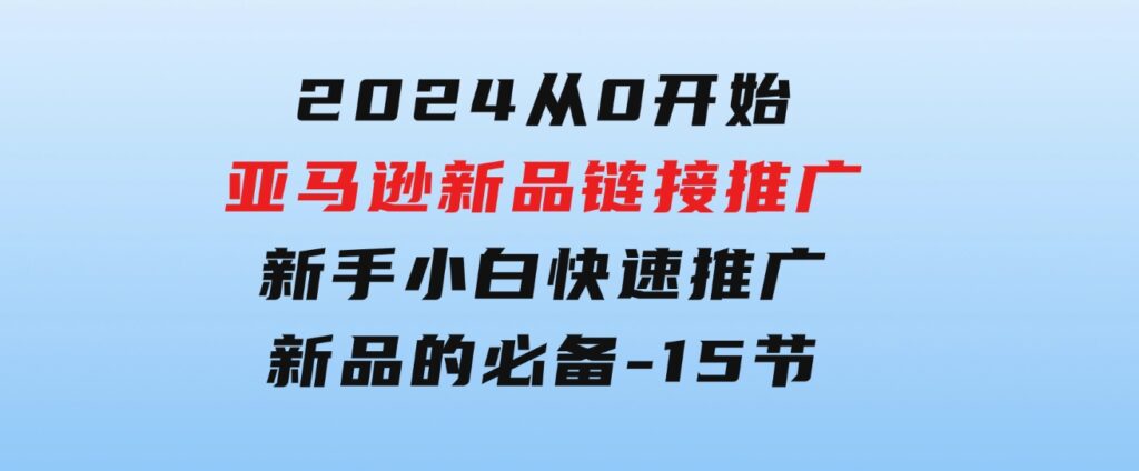 2024从0开始亚马逊新品链接推广，新手小白快速推广新品的必备-15节-十一网创