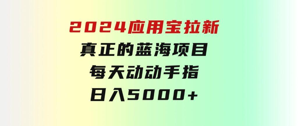 2024应用宝拉新，真正的蓝海项目，每天动动手指，日入5000+-十一网创