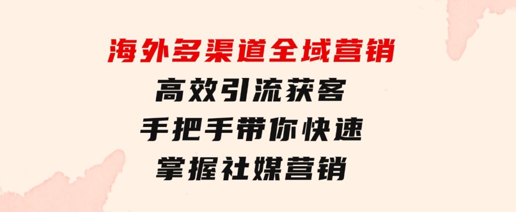 海外多渠道全域营销，高效引流获客，手把手带你快速掌握社媒营销-十一网创