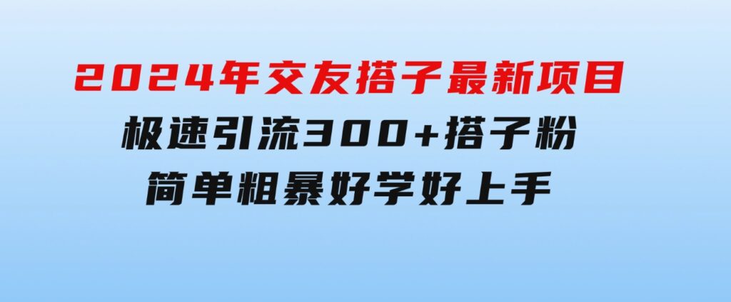 2024年交友搭子最新项目，极速引流300+搭子粉，简单粗暴，好学好上手-十一网创