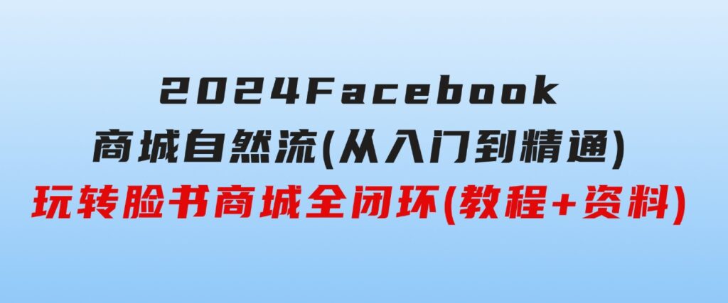 2024Faceboo商城自然流(从入门到精通)，玩转脸书商城全闭环(教程+资料)-十一网创