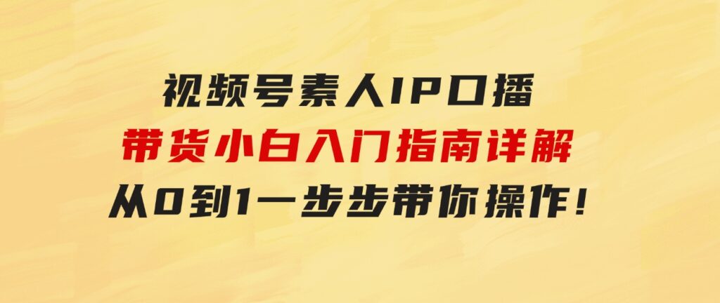 视频号素人IP口播带货小白入门指南详解，从0到1一步步带你操作!-十一网创