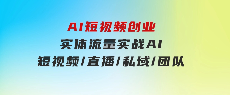 AI短视频创业，实体流量实战，AI/短视频/直播/私域/团队-十一网创