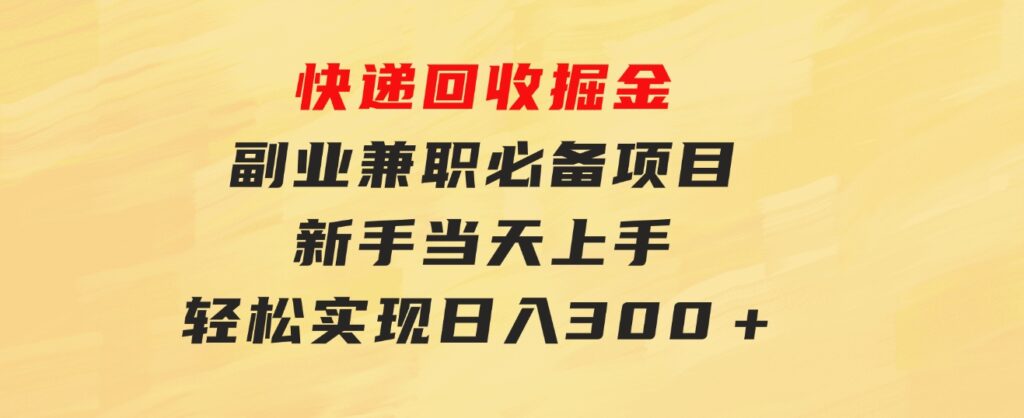 快递回收掘金，副业兼职必备项目，新手当天上手，轻松实现日入300＋-十一网创