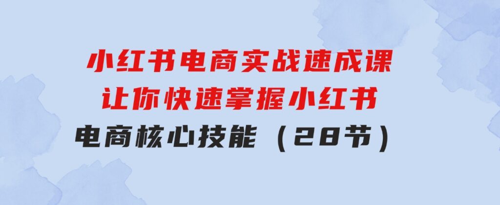 小红书电商实战速成课，让你快速掌握小红书电商核心技能（28节）-十一网创