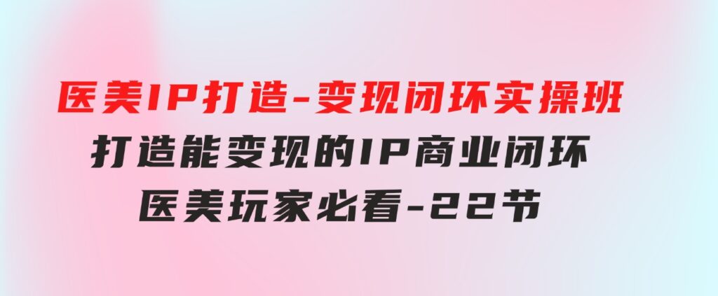 医美IP打造-变现闭环实操班，打造能变现的IP商业闭环，医美玩家必看-22节-十一网创